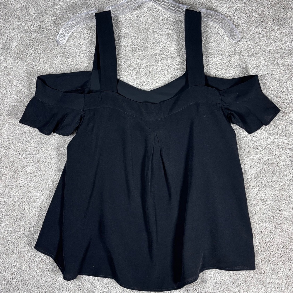 Sanctuary Black‎ Cold Shoulder Ruffle Sleeve V Neck Top Women's Size Small